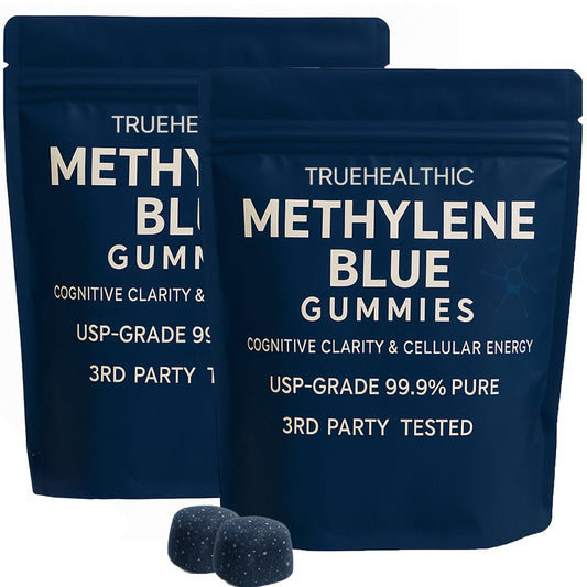 TRUEHEALTHIC Methylene Blue Gummies bottle on shelf for daily wellness