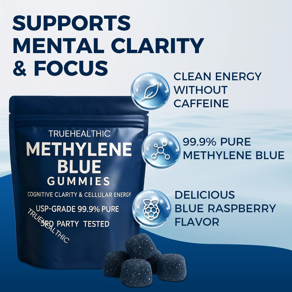 TRUEHEALTHIC Methylene Blue Gummies closeup showing soft texture
