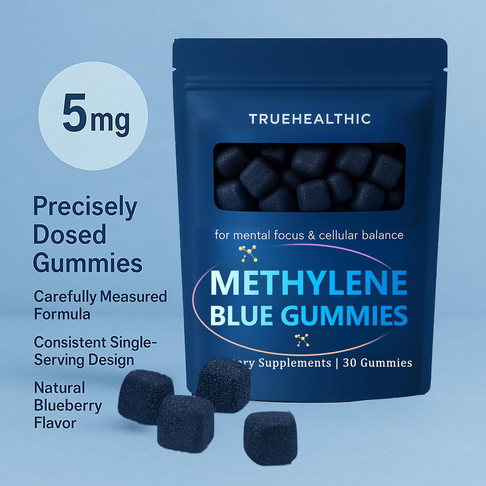 Truehealthic Methylene Blue Gummies ingredient label shows minimal profile