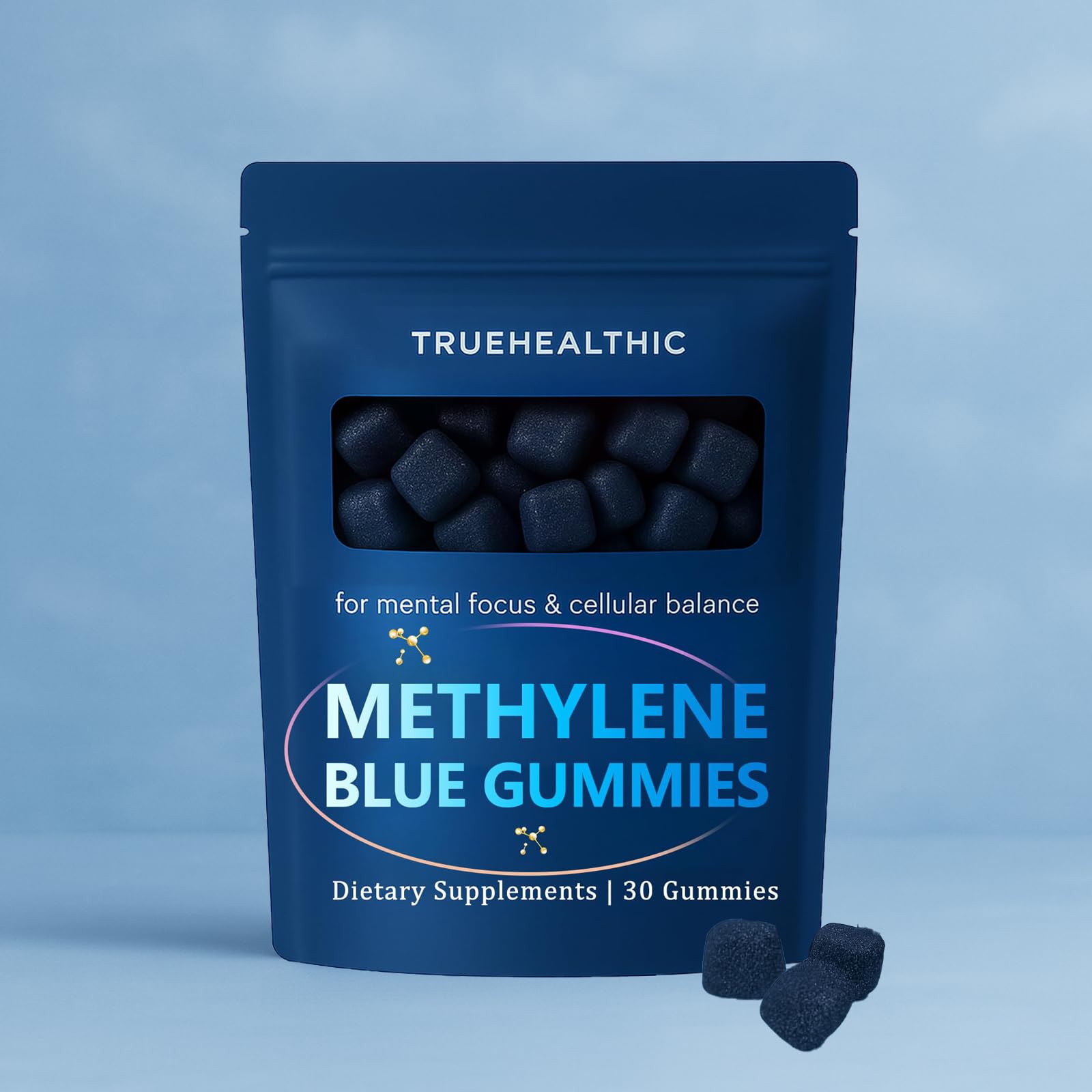 Truehealthic Methylene Blue Gummies measured amount depicted for easy dosing