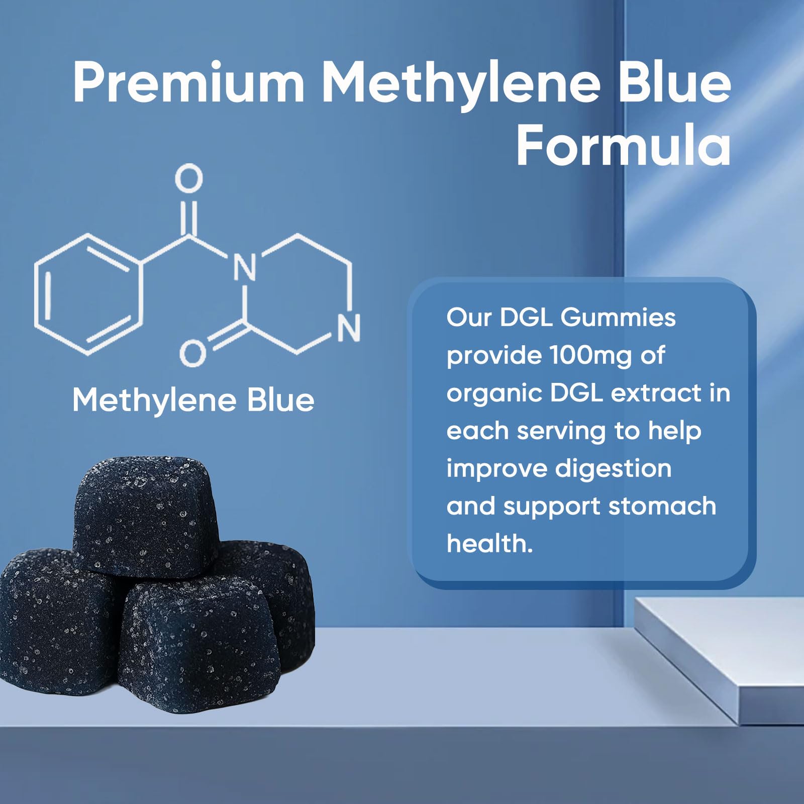 TRUEHEALTHIC Methylene Blue Gummies gummy texture closeup conveying purity