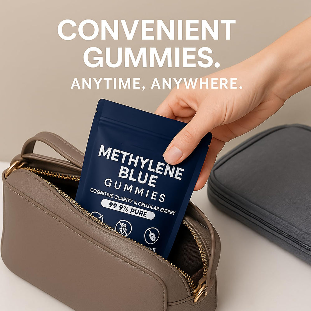 TRUEHEALTHIC Methylene Blue Gummies travel pack for easy storage on trips