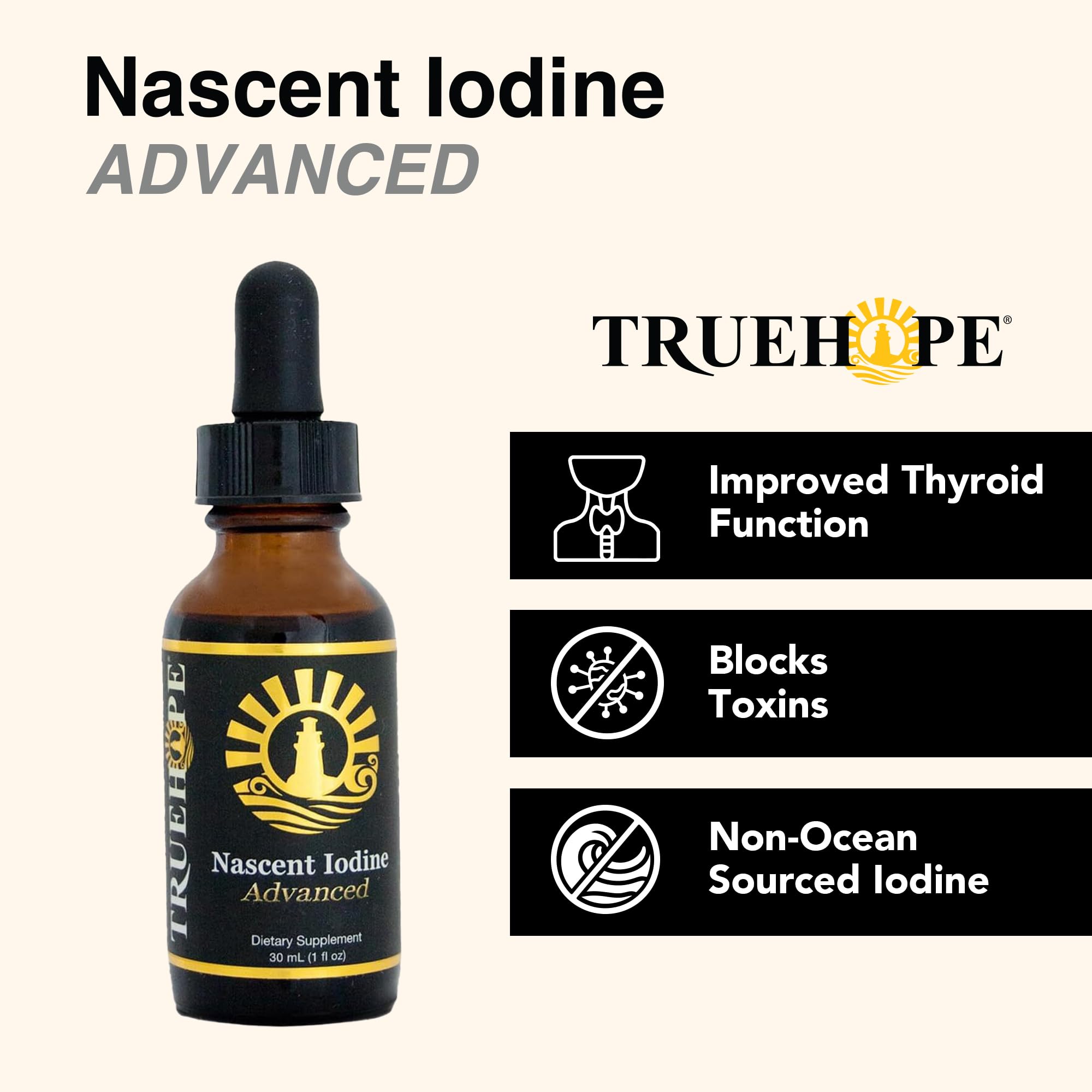 Truehope Advanced 2 Percent Iodine bottle highlights potent, pure elemental iodine