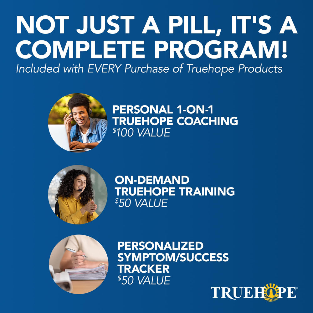 Truehope EMPowerplus bottle being poured into a glass for daily use.