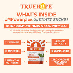 Truehope EMPowerPlus Ultimate Sticks tropical flavor supports snacking with focus.