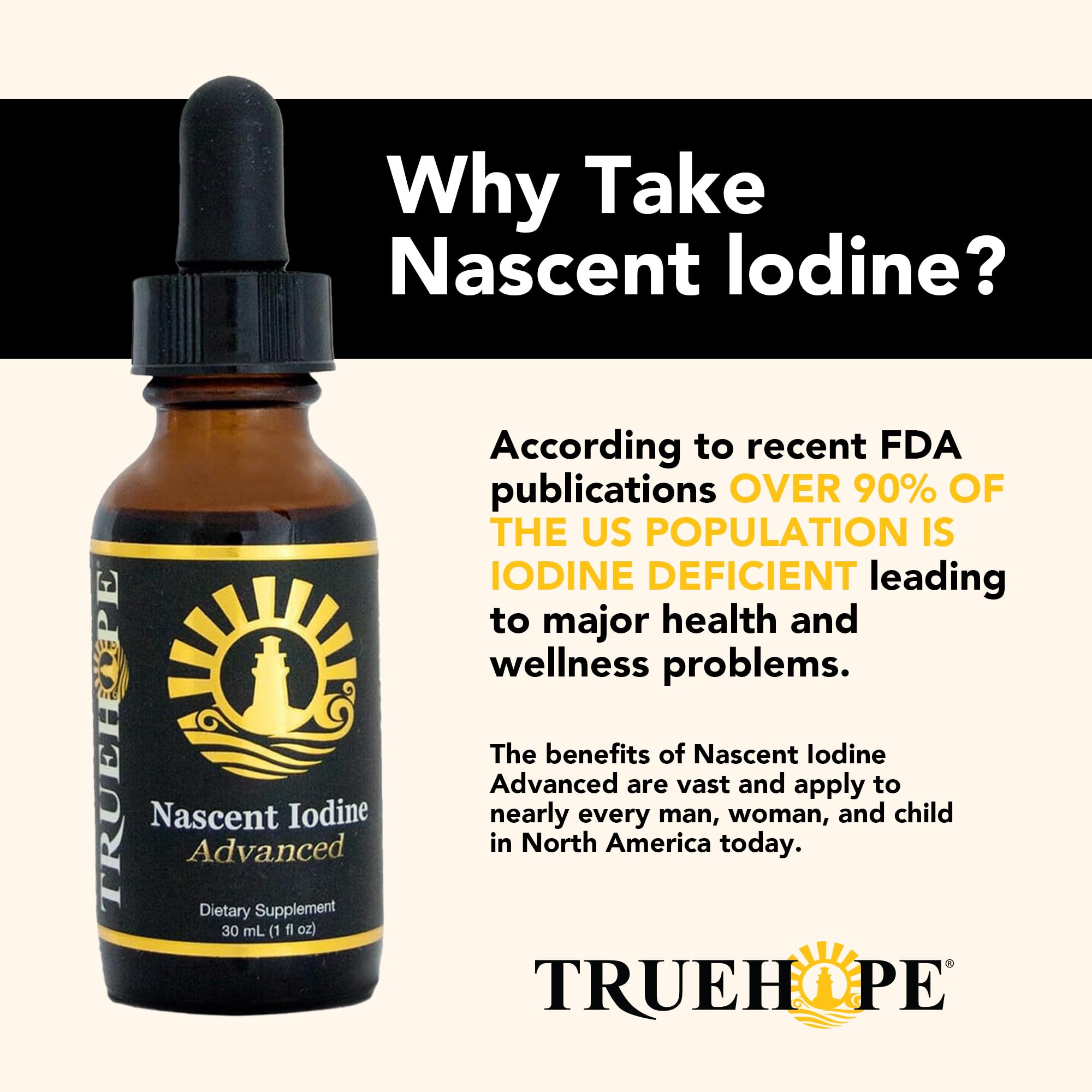 Truehope Nascent Iodine liquid image conveys a clean, high-absorption supplement