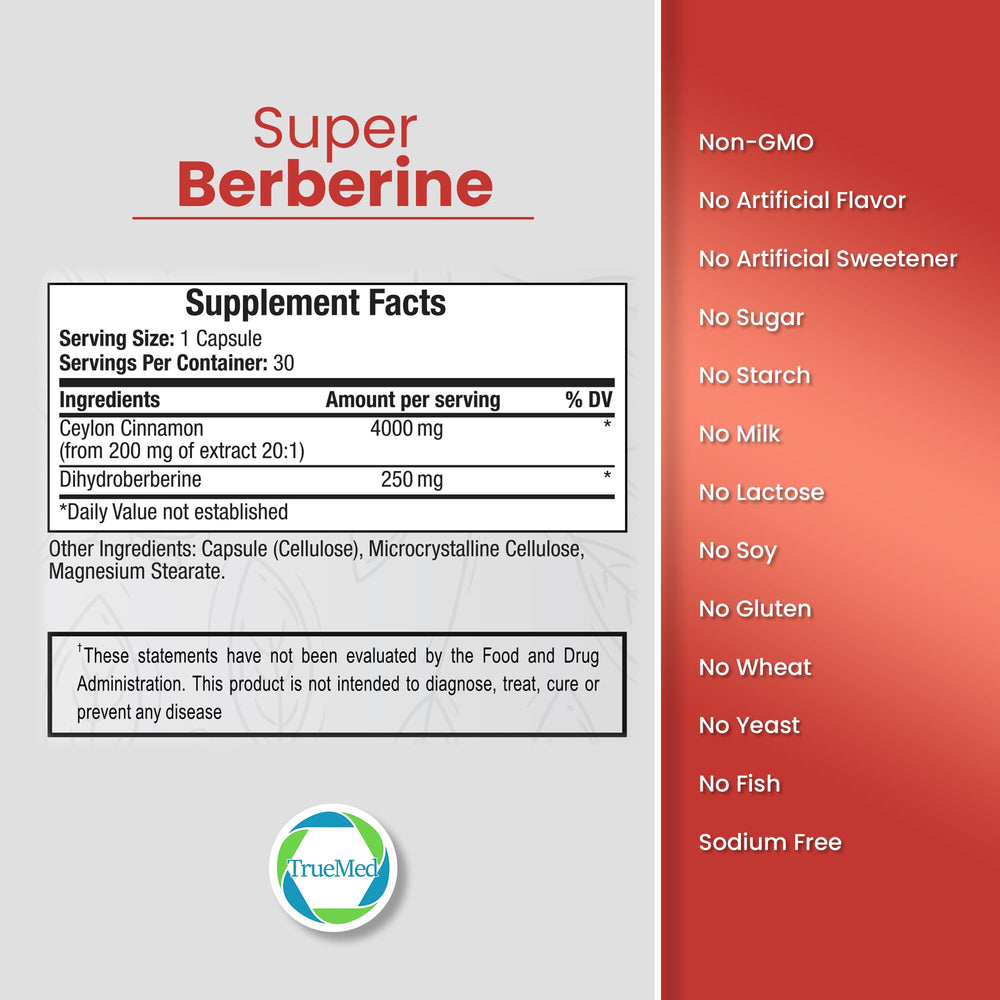 Dihydroberberine visual with TRUEMED branding on the bottle