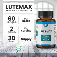 TRUEMED Lutemax 20mg softgels in hand indicating convenient daily supplementation.