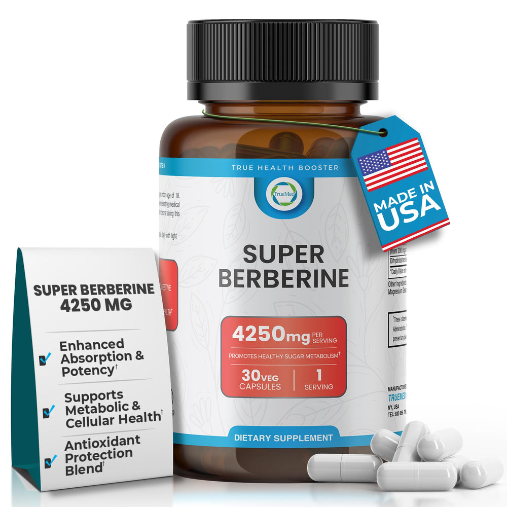 TRUEMED Super Berberine bottle front showing high potency blend for daily use