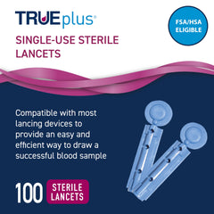 TRUEPLUS 30g lancets box 100-count highlights comfortable puncture with precise depth