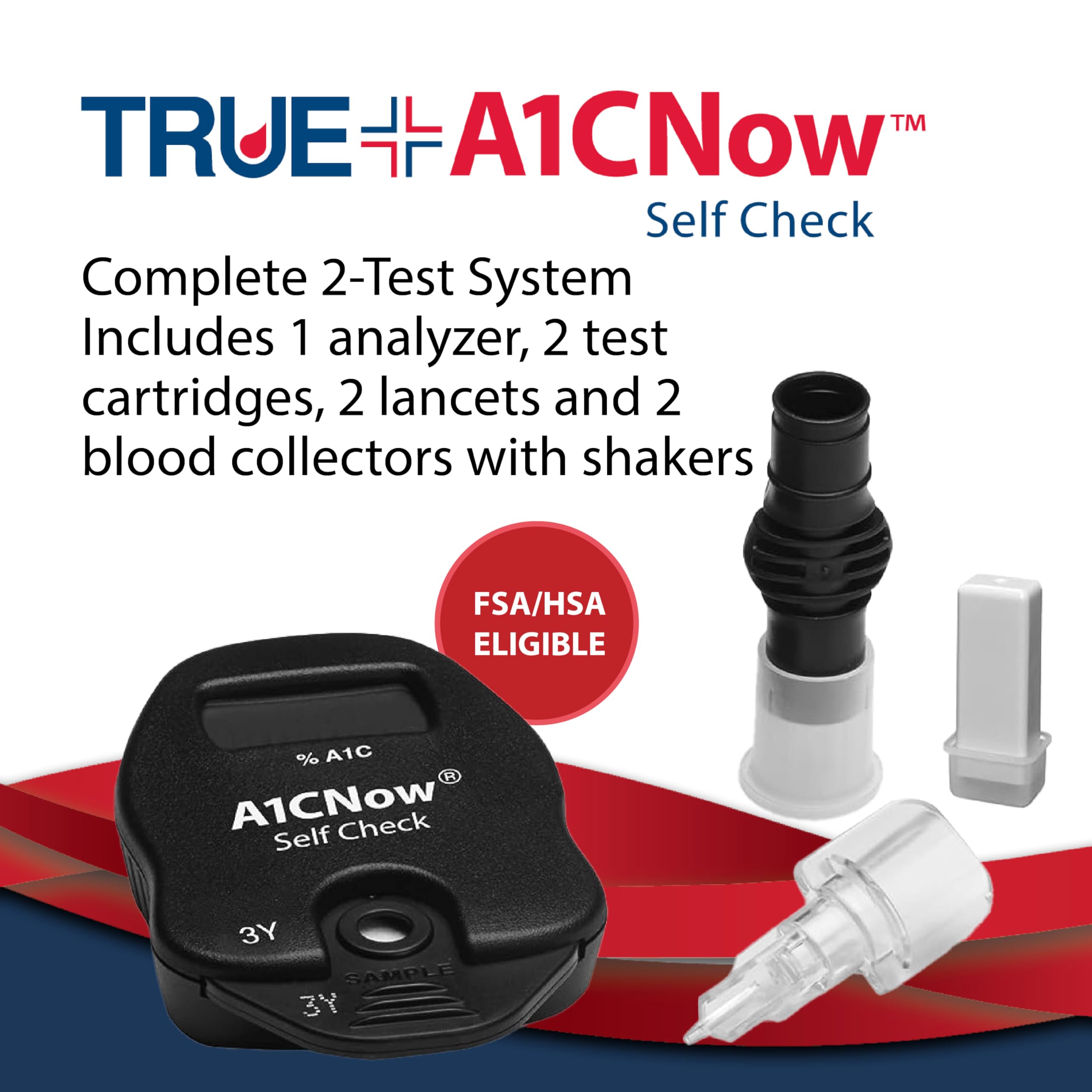 TRUEplus A1C Self Check components shown for quick, simple sampling.