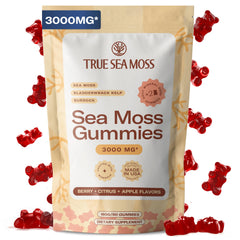 TrueSeaMoss Gummies bottle with 3000mg formula for daily use.