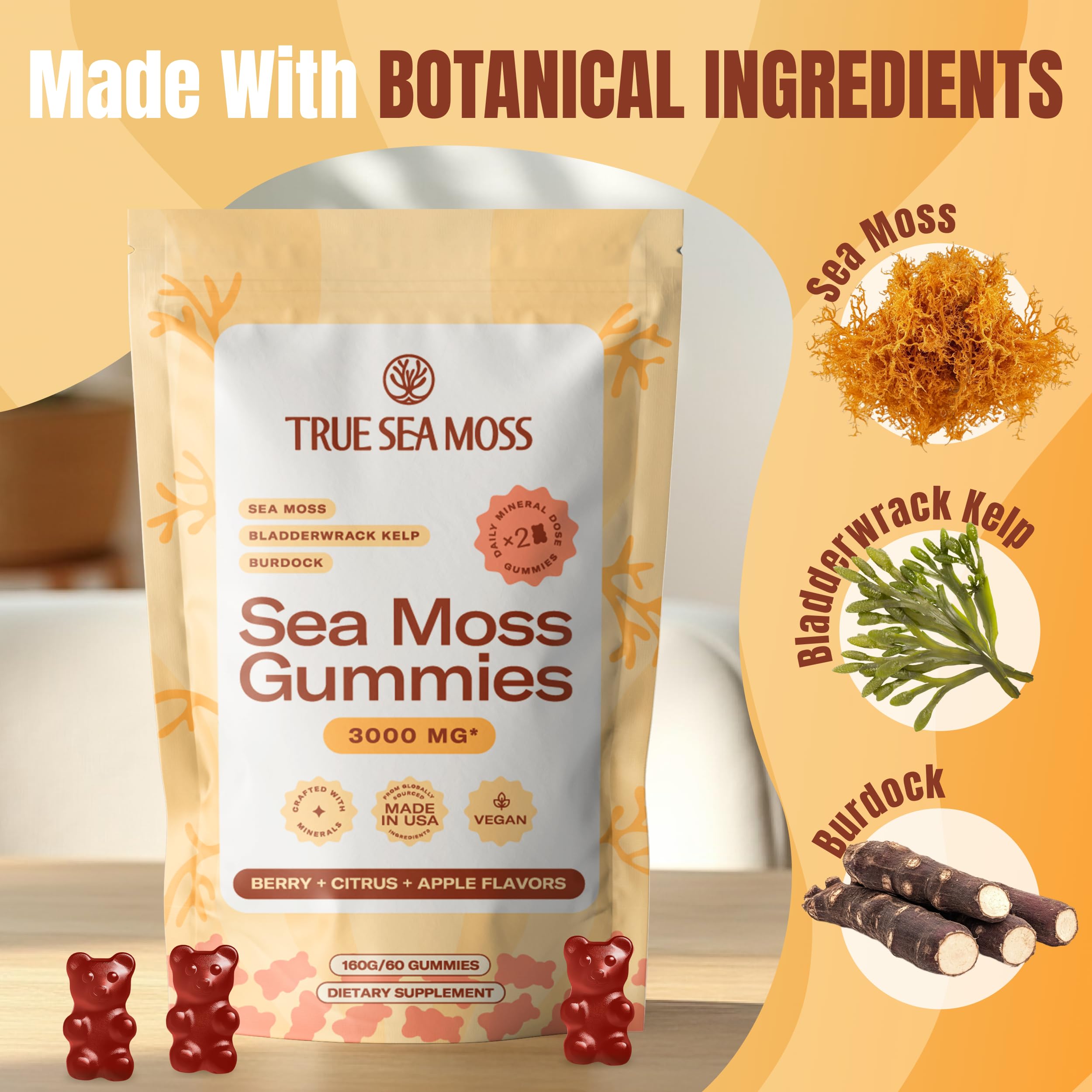 TrueSeaMoss Gummies bladderwrack-ingredient visual emphasizes sea blend.