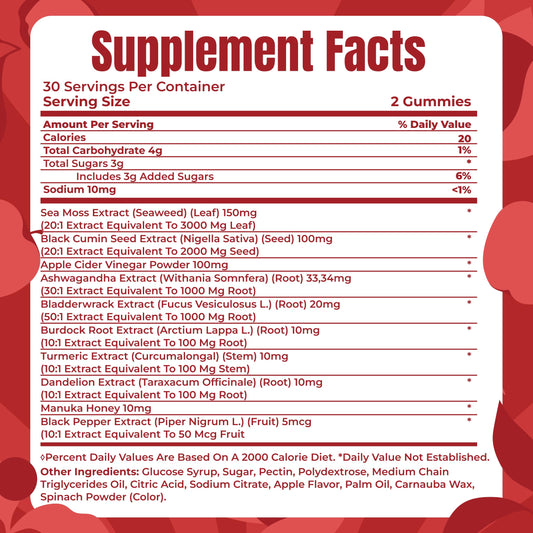 TrueSeaMoss sea moss gummies closeup highlighting rich texture and apple flavor