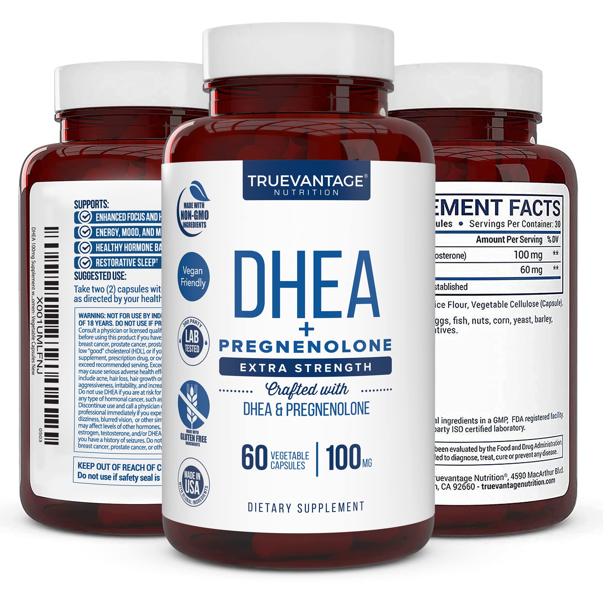 DHEA bottle on desk suggesting daily routine.