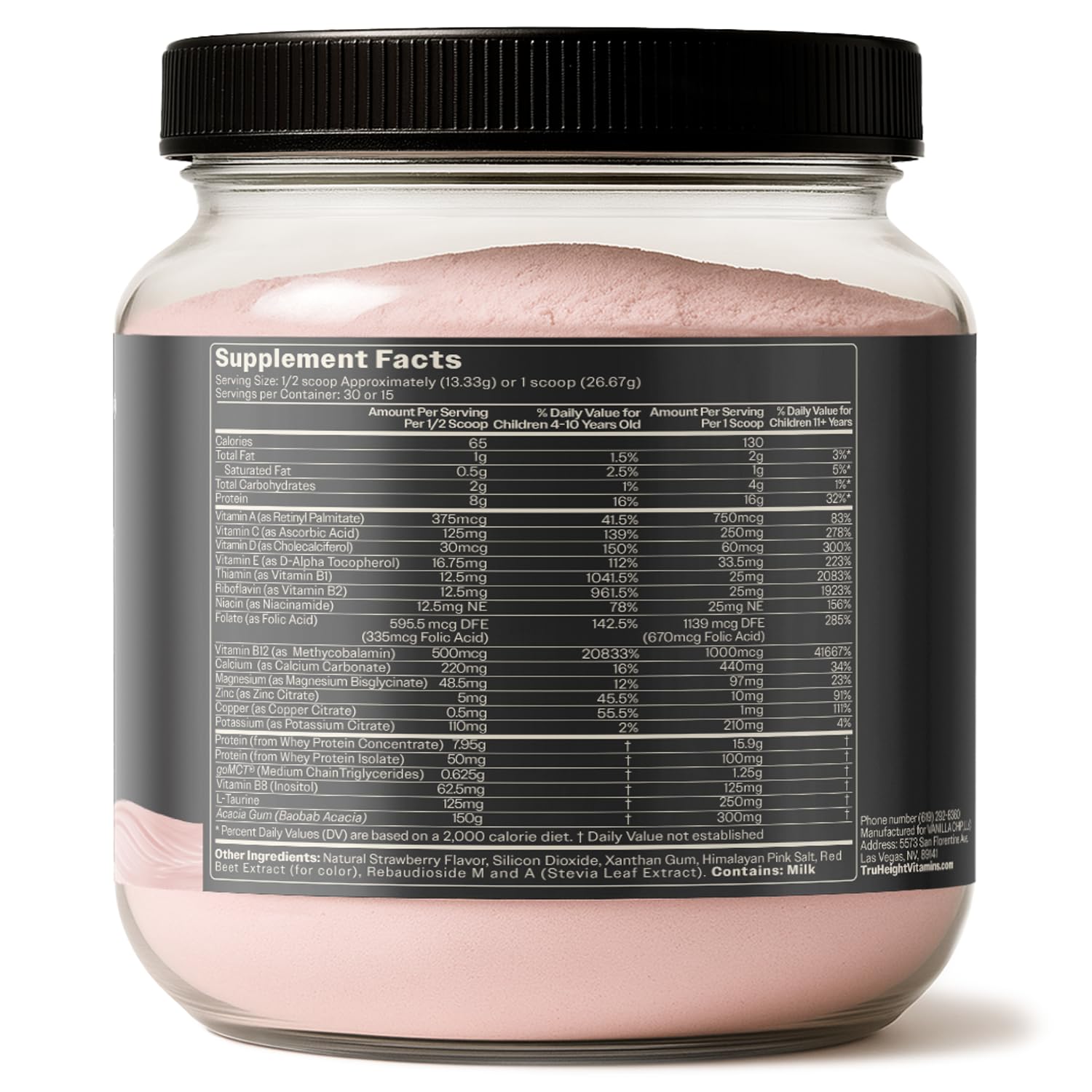 Prepared TruHeight shake in a glass for kids