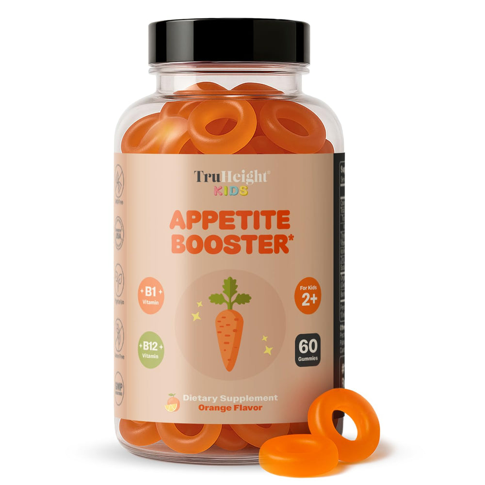 TruHeight Kids Appetite Booster orange bottle entices mealtime