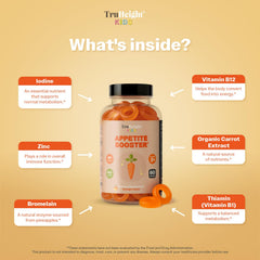 TruHeight ingredients list highlights organic carrot extract and essential vitamins.