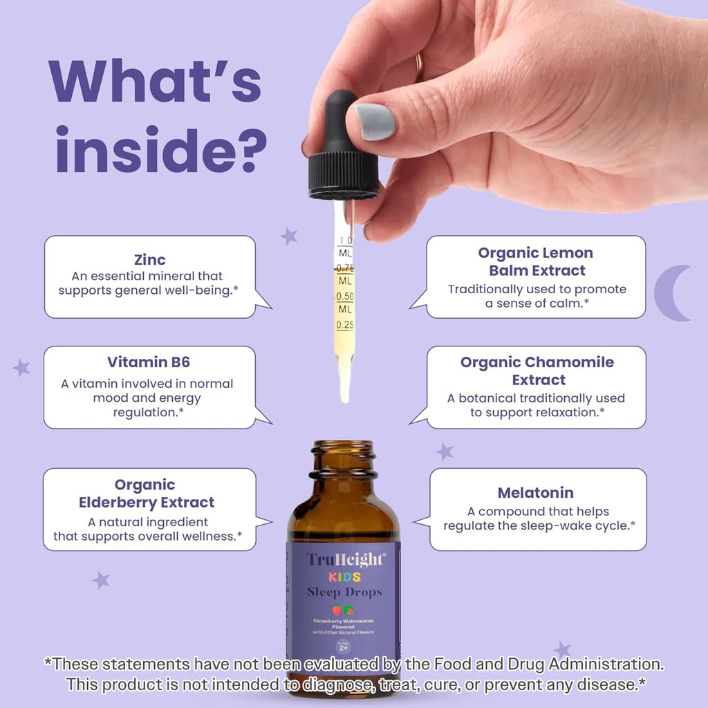 TruHeight Kids Sleep Tincture served with water for easy mixing