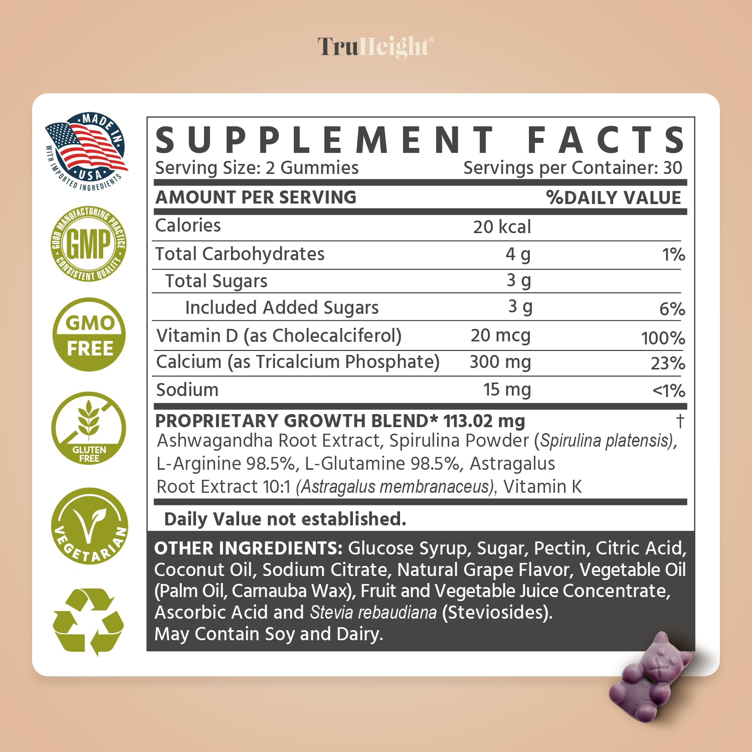 Tricalcium phosphate indicated for faster absorption and bone mineral support.