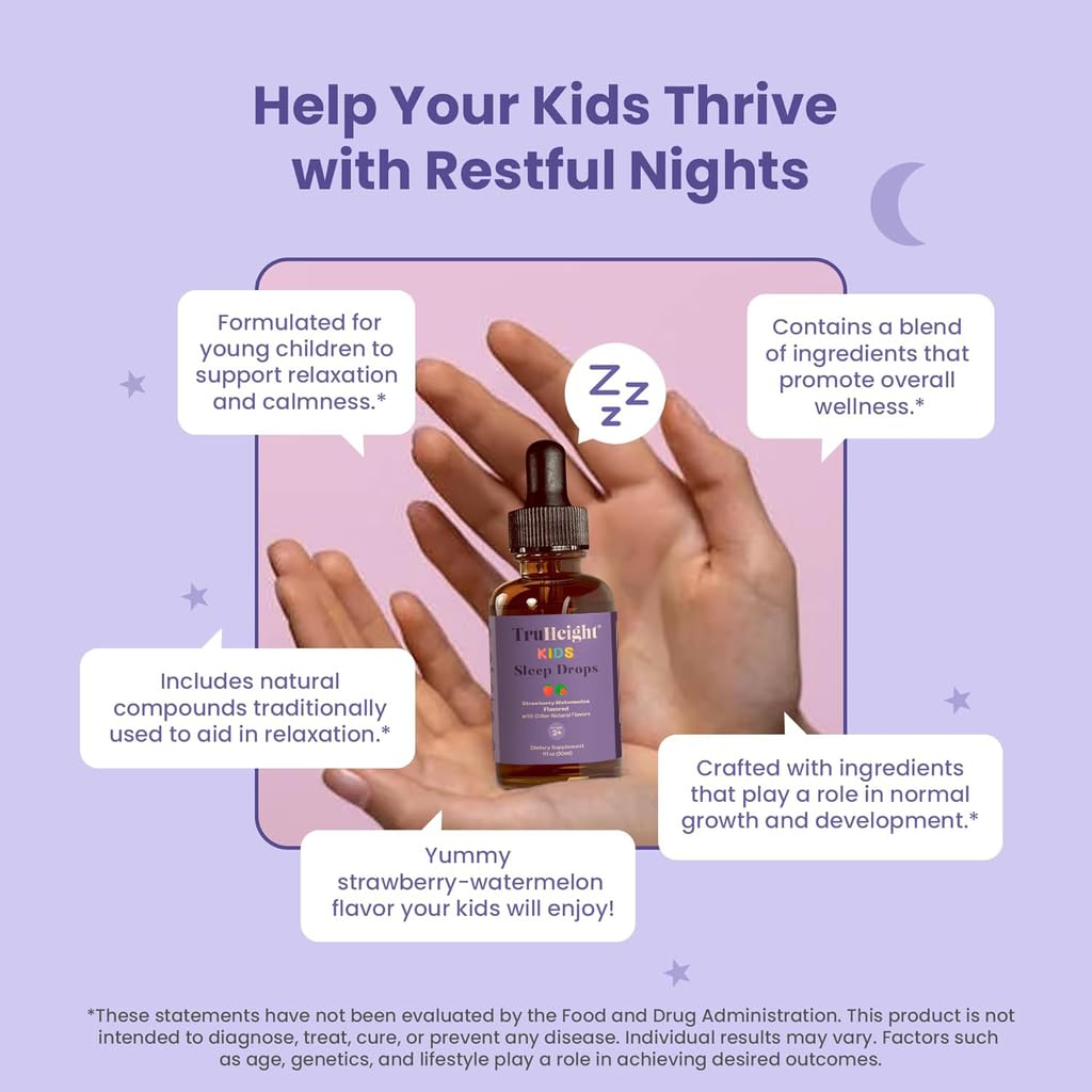 TruHeight Kids Sleep Tincture dropper enables easy bedtime dosing.