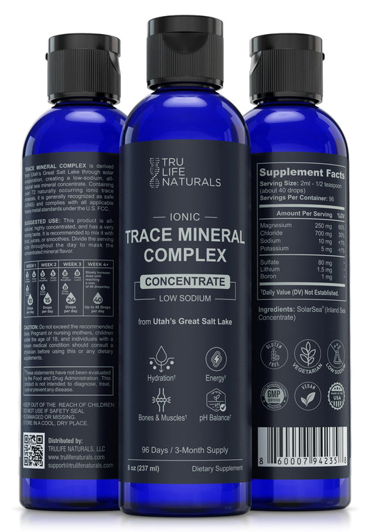 TRULIFE NATURALS bottle back nutrition panel highlights electrolyte balance