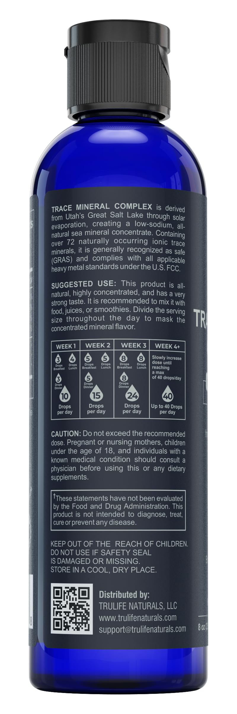 TRULIFE NATURALS Trace Mineral Complex pour into glass for hydration