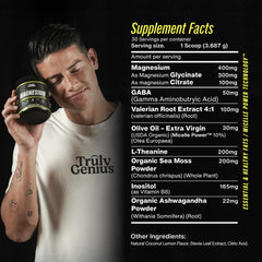 Truly Genius magnesium powder coconut lemonade scoop showcases flavor and versatility.