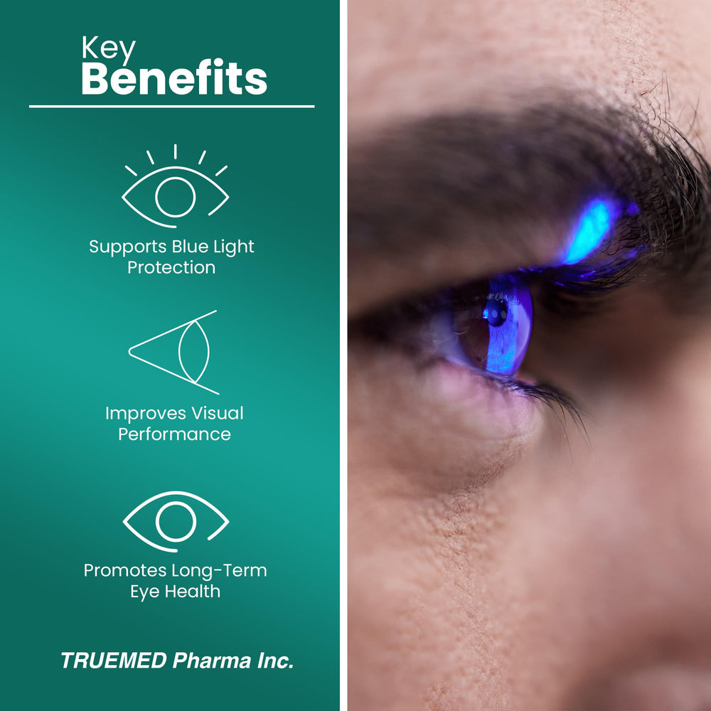TrueMed Lutemax 40 mg bottle label demonstrates GMP-certified production for safety and consistency