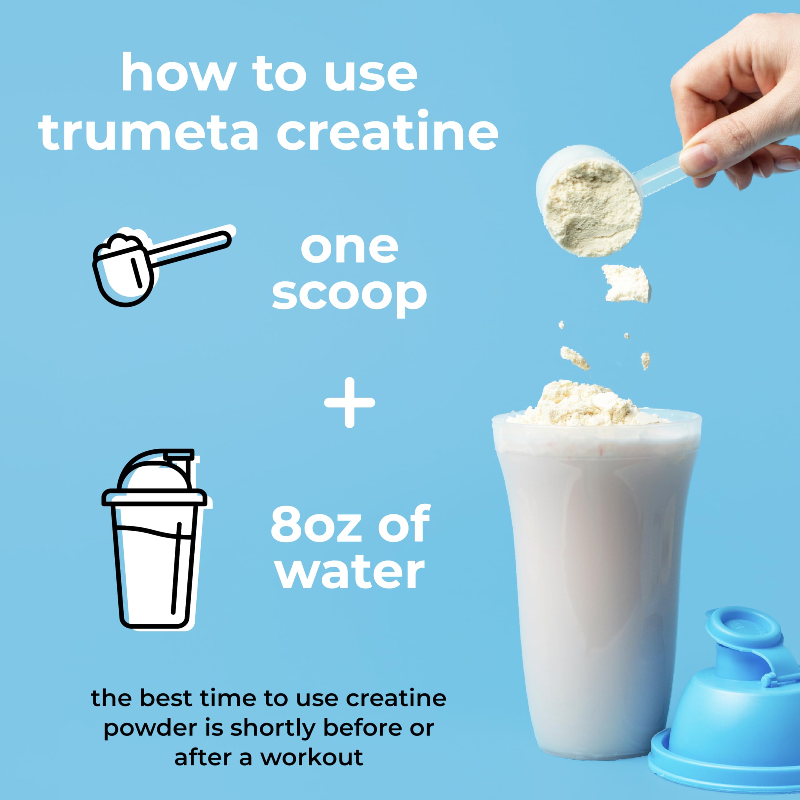 TRUMETA creatine monohydrate powder packaged for daily use and training