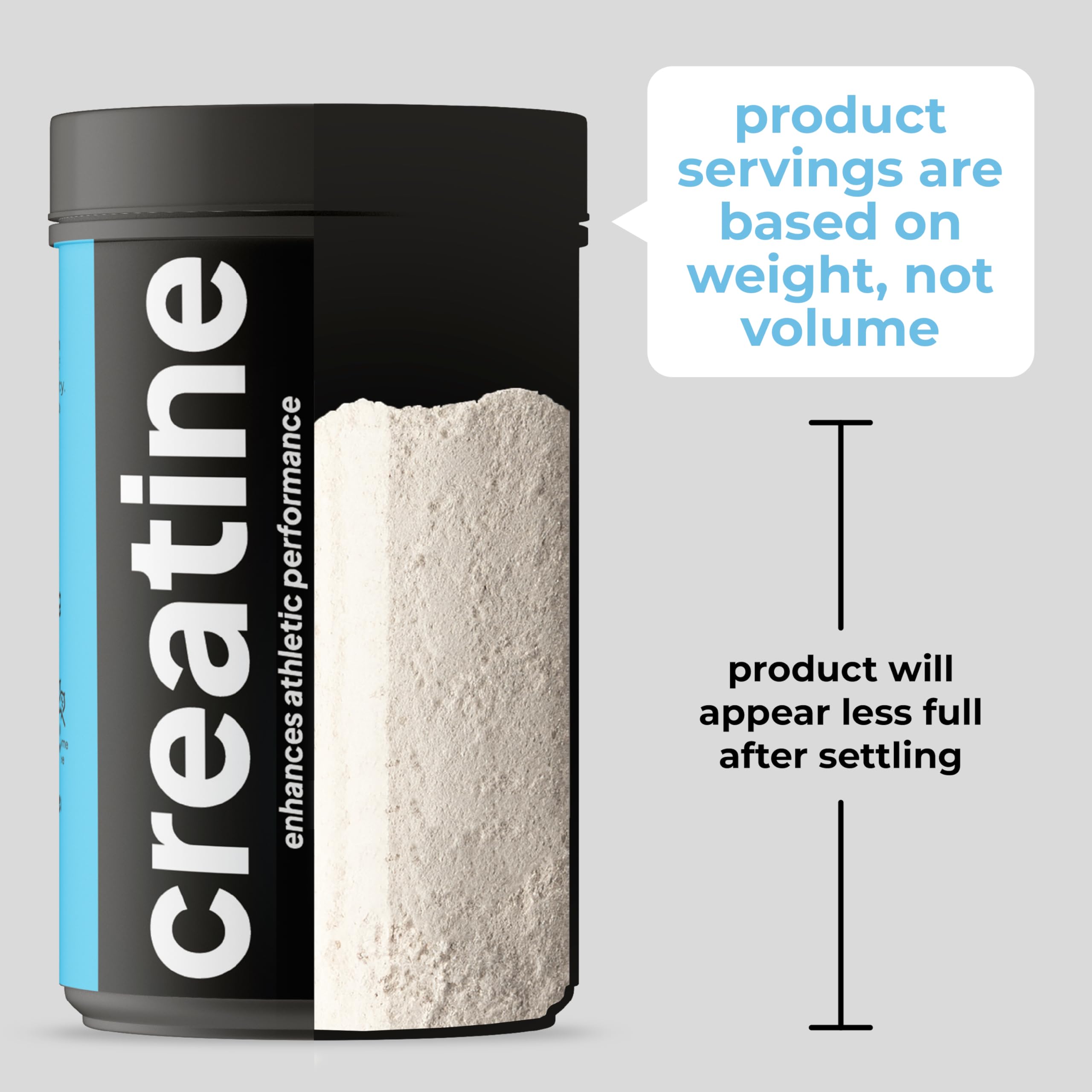TRUMETA creatine monohydrate powder being stirred into water for easy mixability