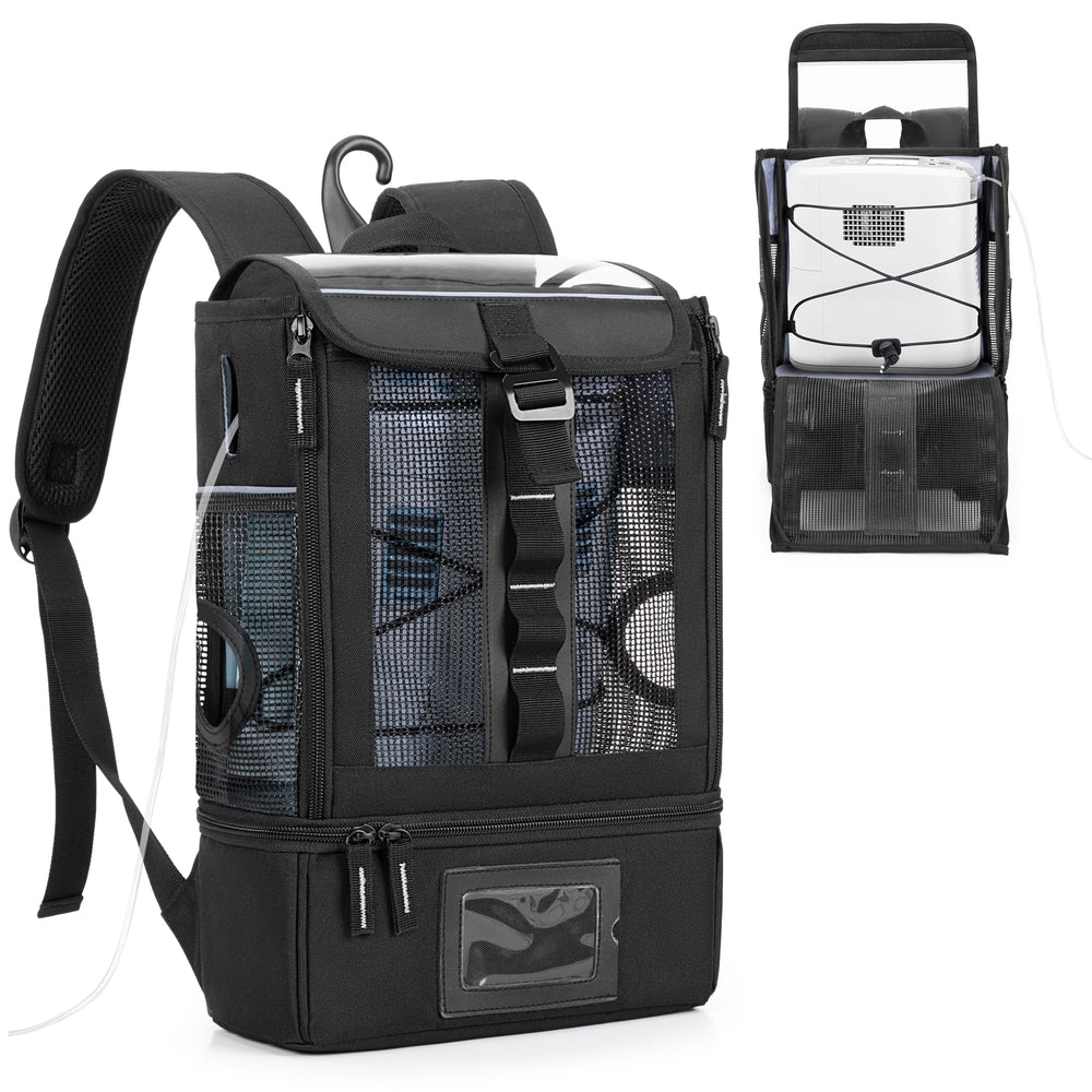 Trunab portable oxygen backpack with rugged nylon exterior for outdoor use