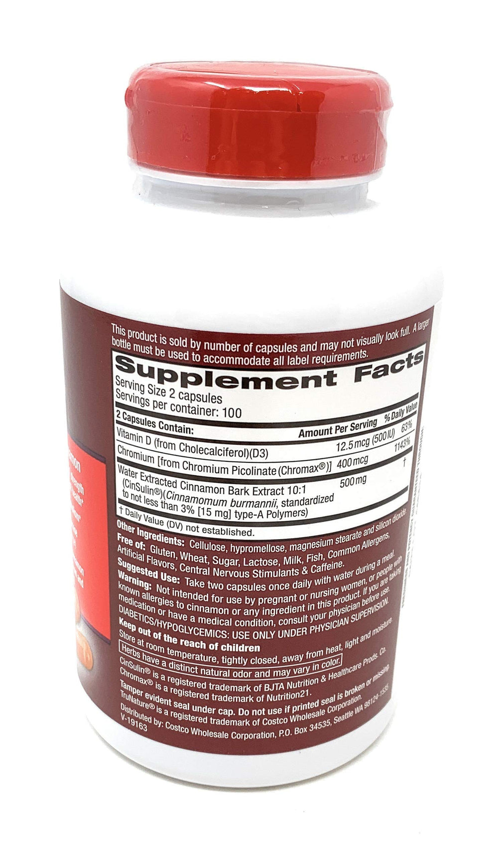 TruNature CinSulin vitamin D3 500 IU for daily vitality.