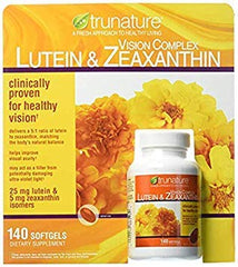 Trunature Vision Complex lutein and zeaxanthin softgels bottle promotes daily eye comfort.