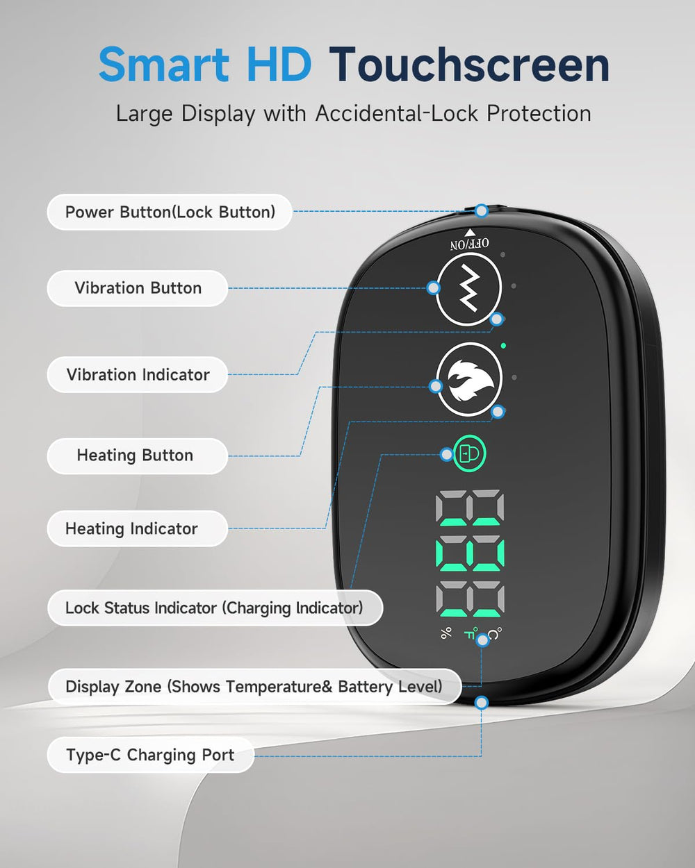 Trunsif three vibration speeds tailor massage intensity for sore areas.