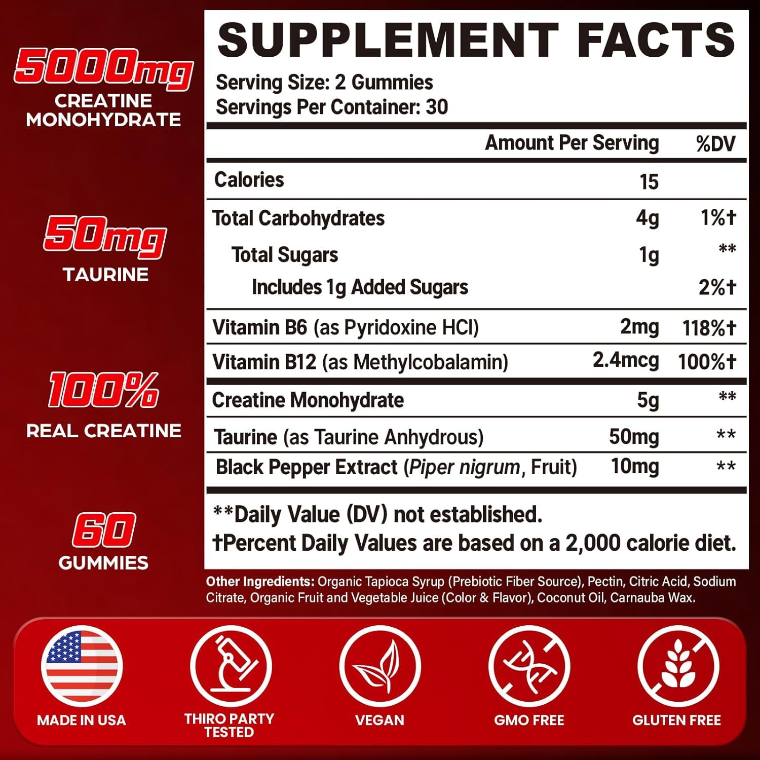 Trupretty Creatine Monohydrate Gummies pouring from bottle for spill-free use