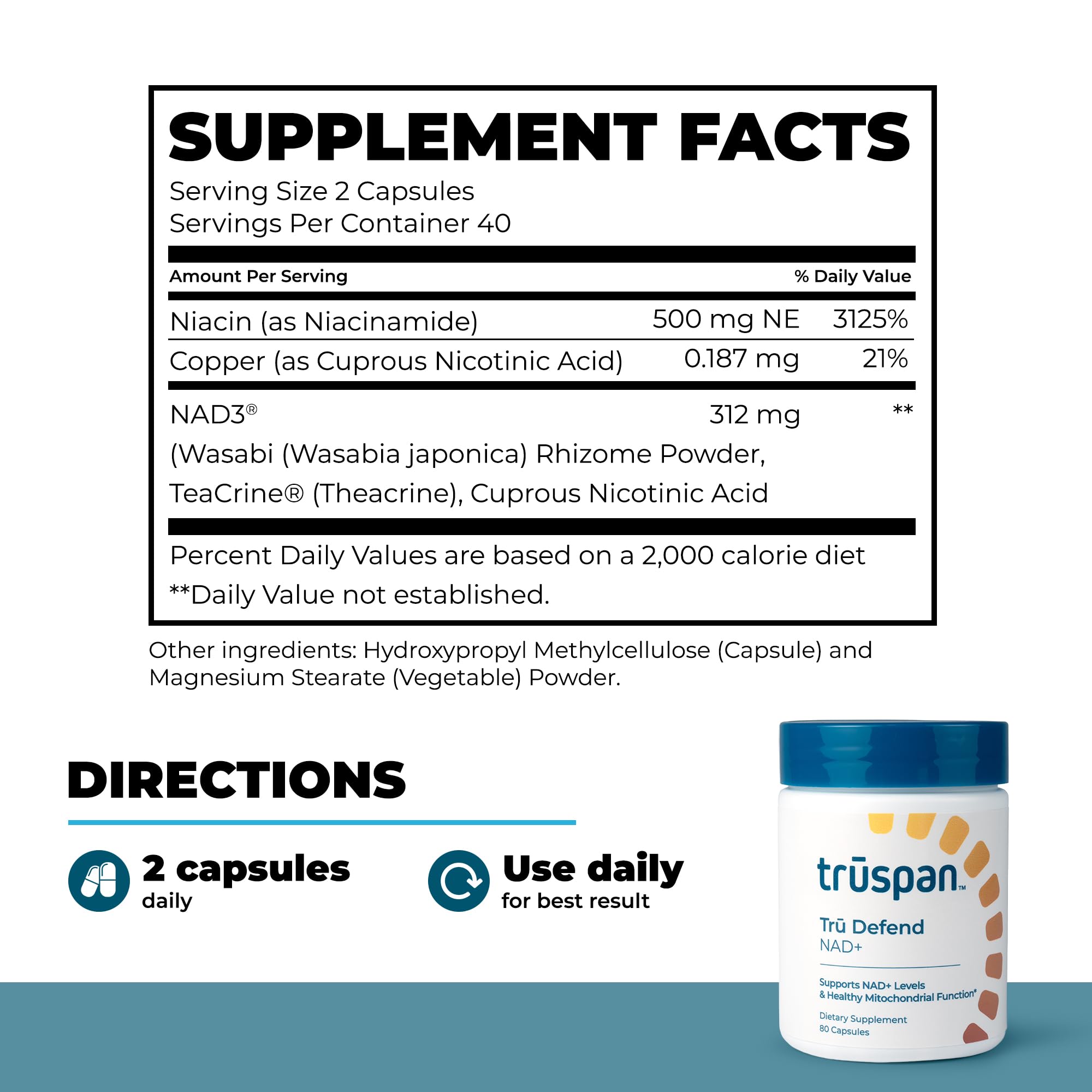 TRŪSPAN Tru Defend NAD+ capsule closeup highlights capsule texture and purity