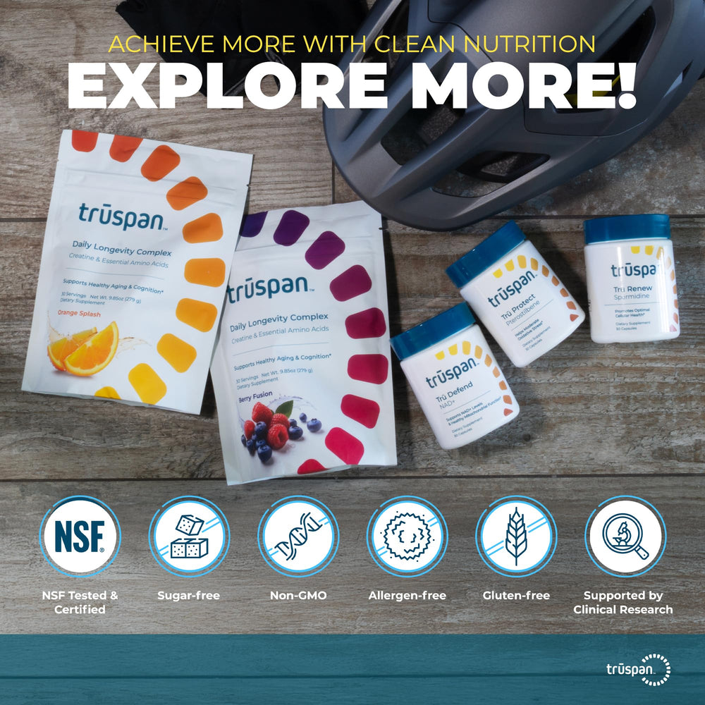 TRŪSPAN Tru Defend NAD+ packaging design conveys purity and modern wellness