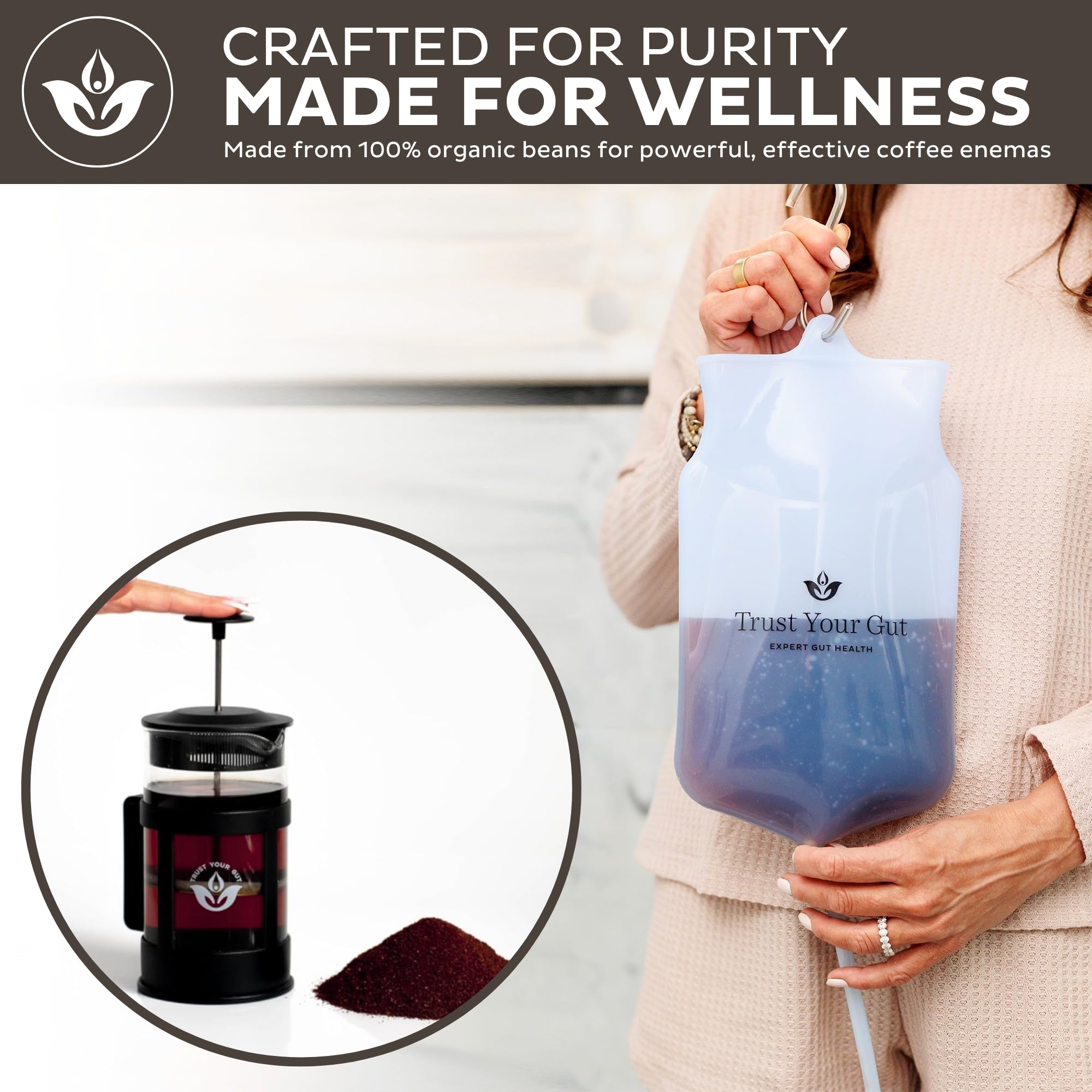 Steeping process image showing water infusion for gentle cleanse.