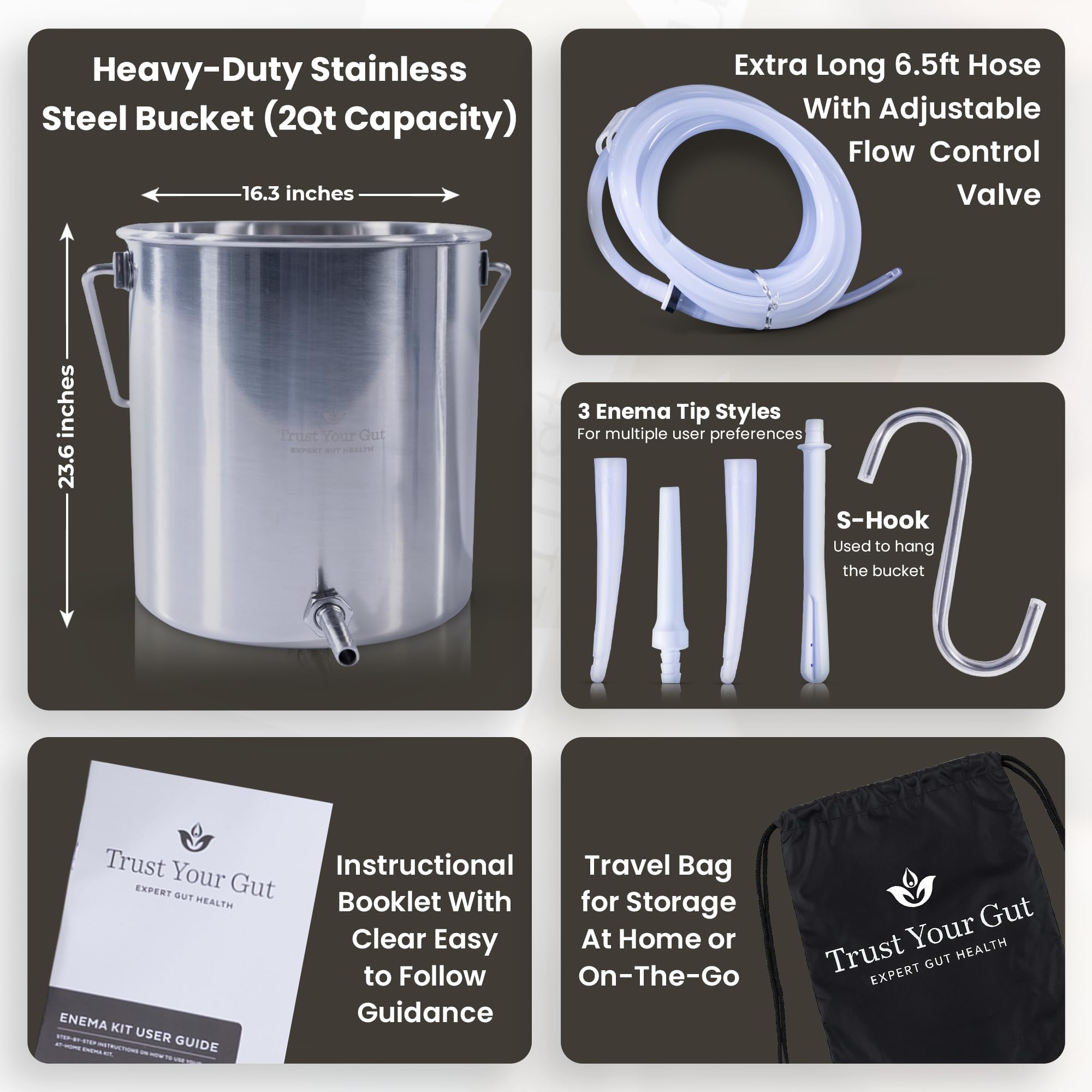 Trust Your Gut flow control system provides customizable cleansing intensity.
