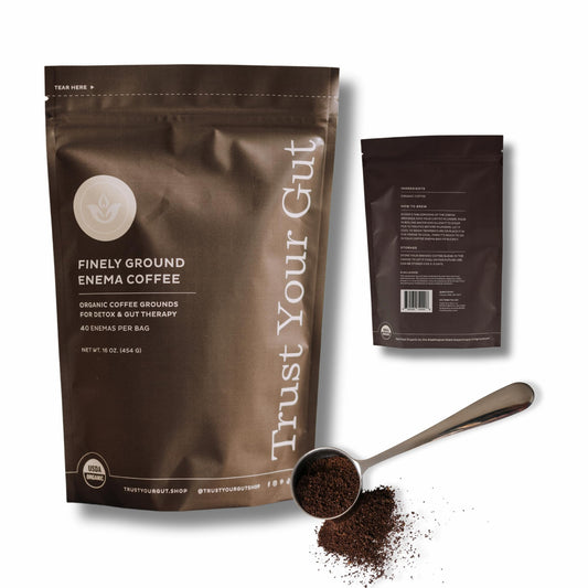 Trust Your Gut organic ground coffee enema bag front view for toxin-free detox.
