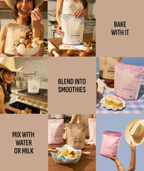 Truvani chocolate whey blended into a smoothie.