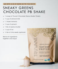 Packaging indicates USDA Organic and vegan certifications for Truvani powder.