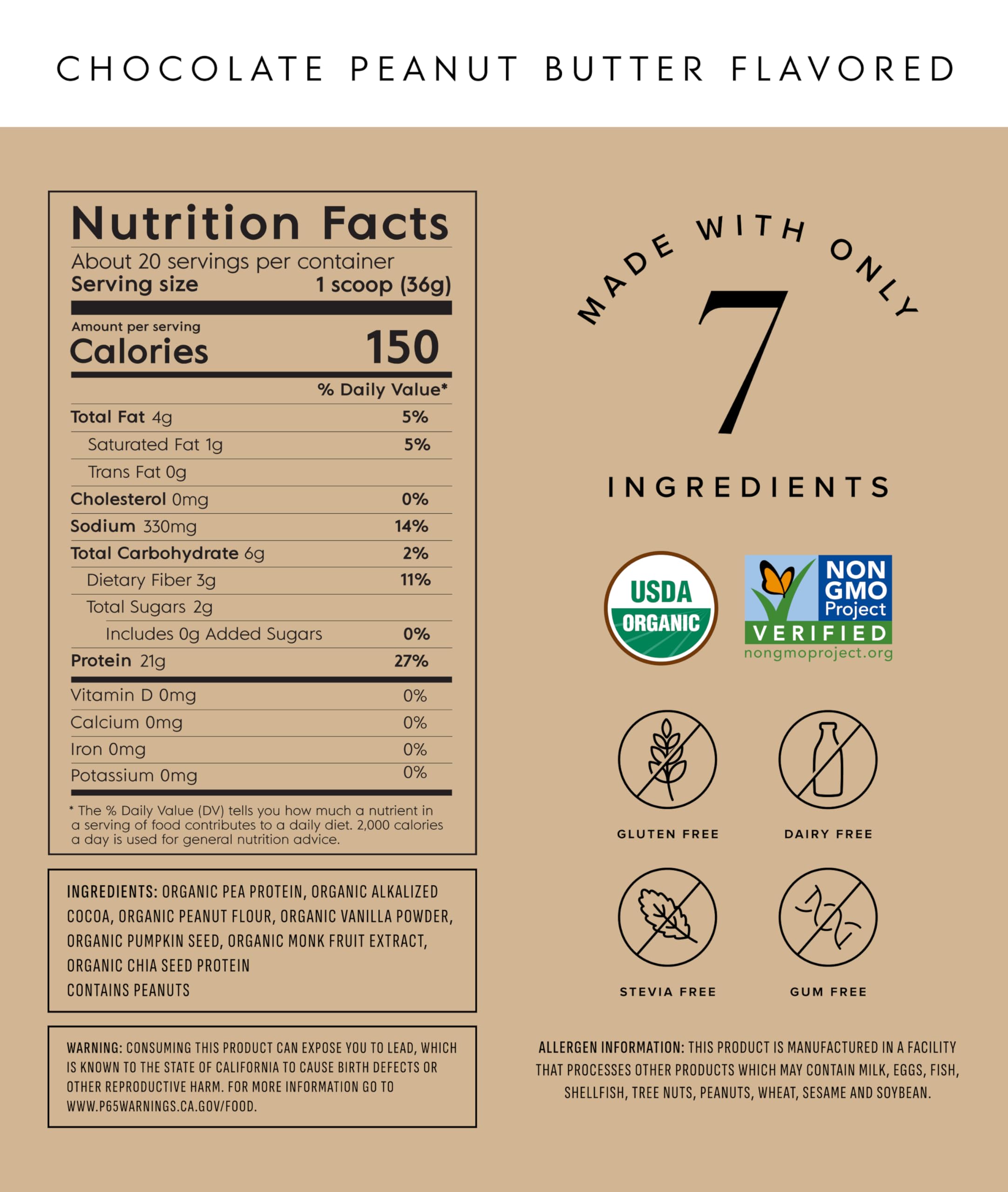 Truvani Dairy Free Protein Powder label shows organic vegan ingredients.