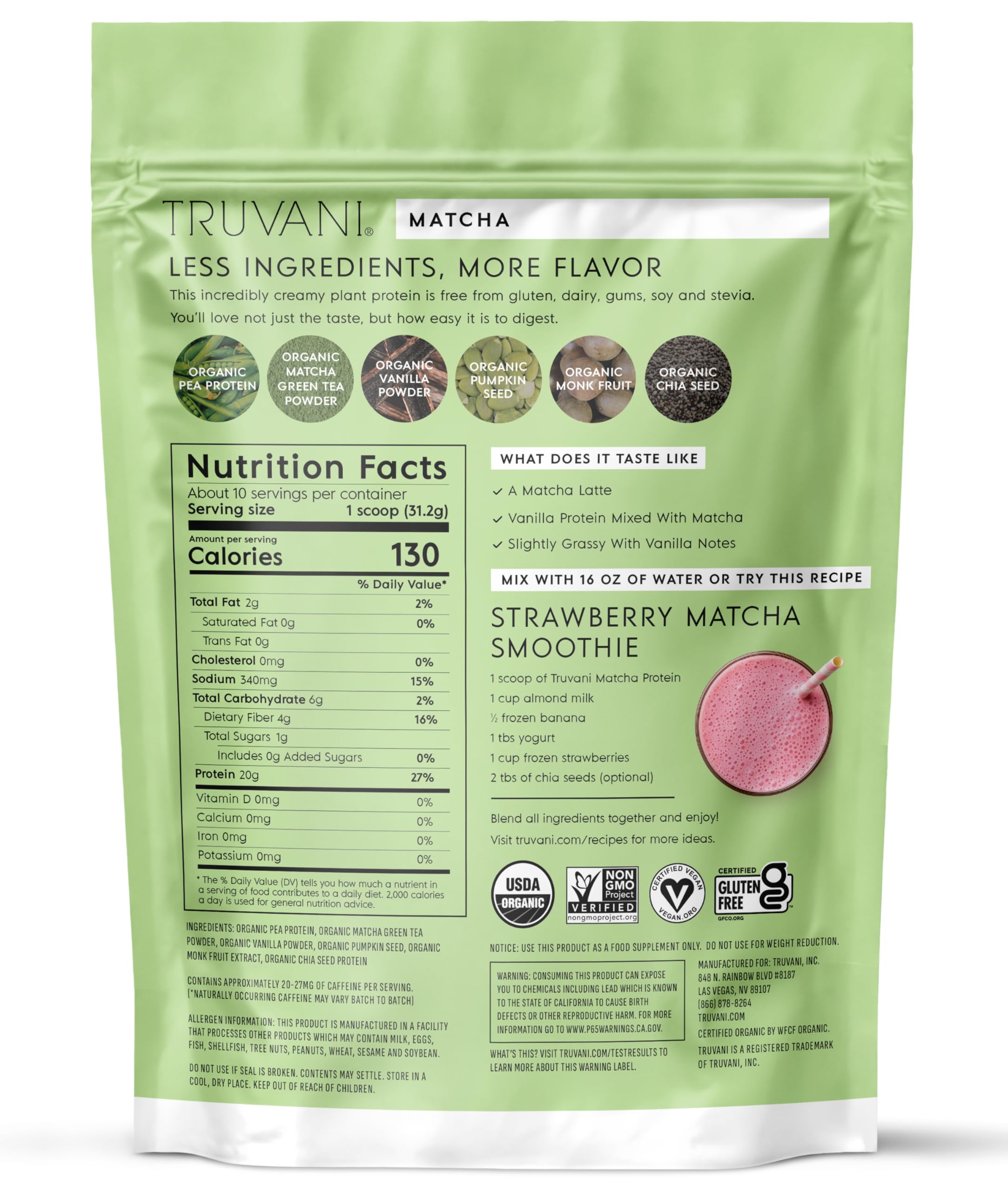 Truvani keto-friendly powder in measuring cup suggests low-carb protein option