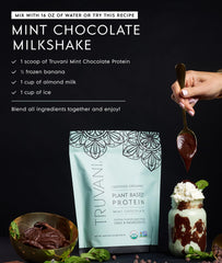 Close-up of Truvani Mint Chocolate powder reveals rich flavor potential.