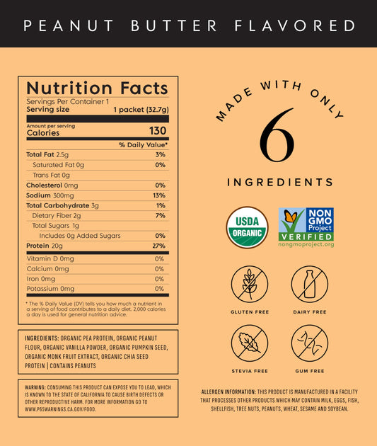 Truvani organic pea protein powder with measuring scoop for quick servings