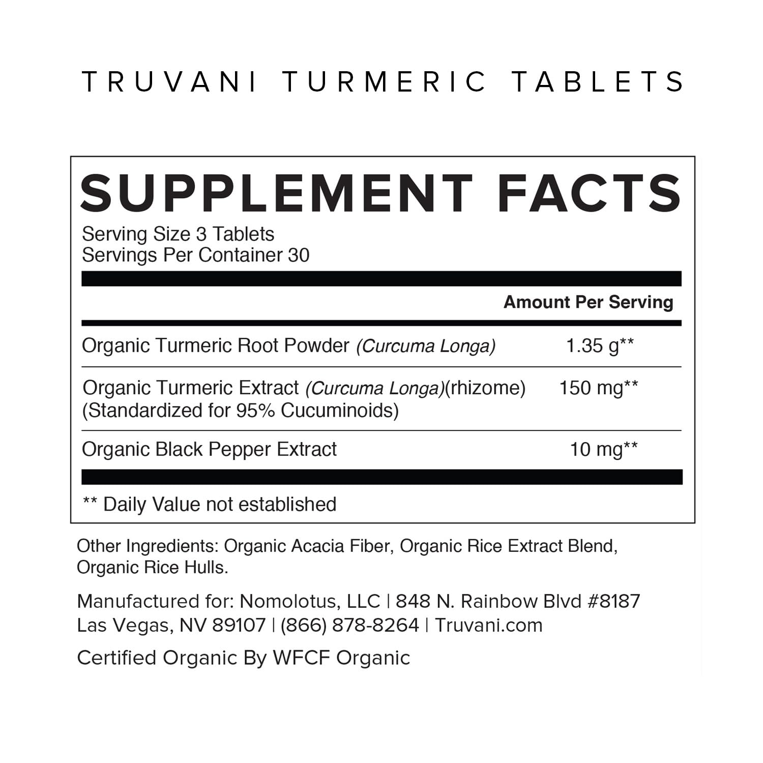 Truvani turmeric tablets close-up showing small, easy-to-swallow capsules