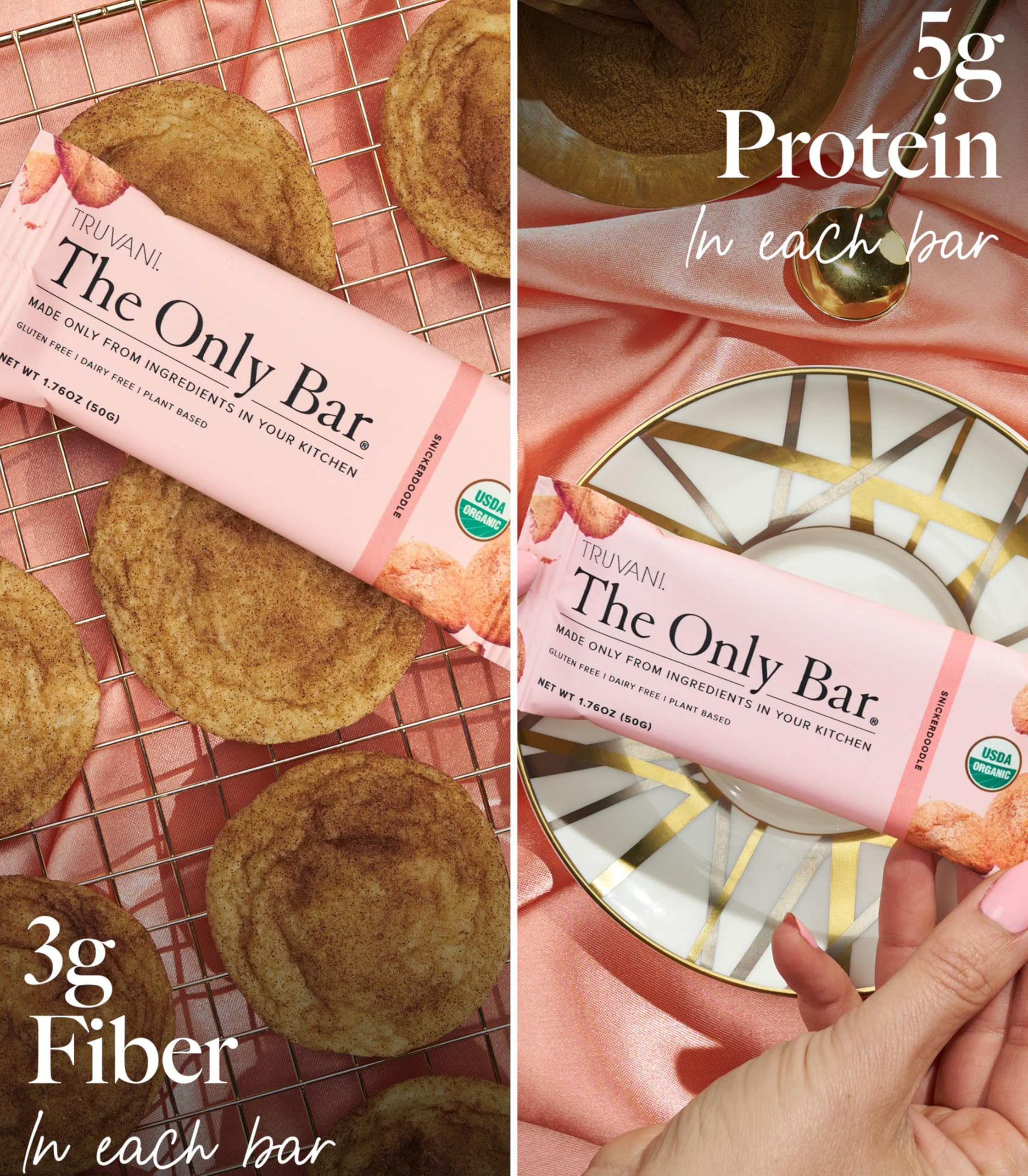 Truvani Snickerdoodle bars are gluten-free and dairy-free.