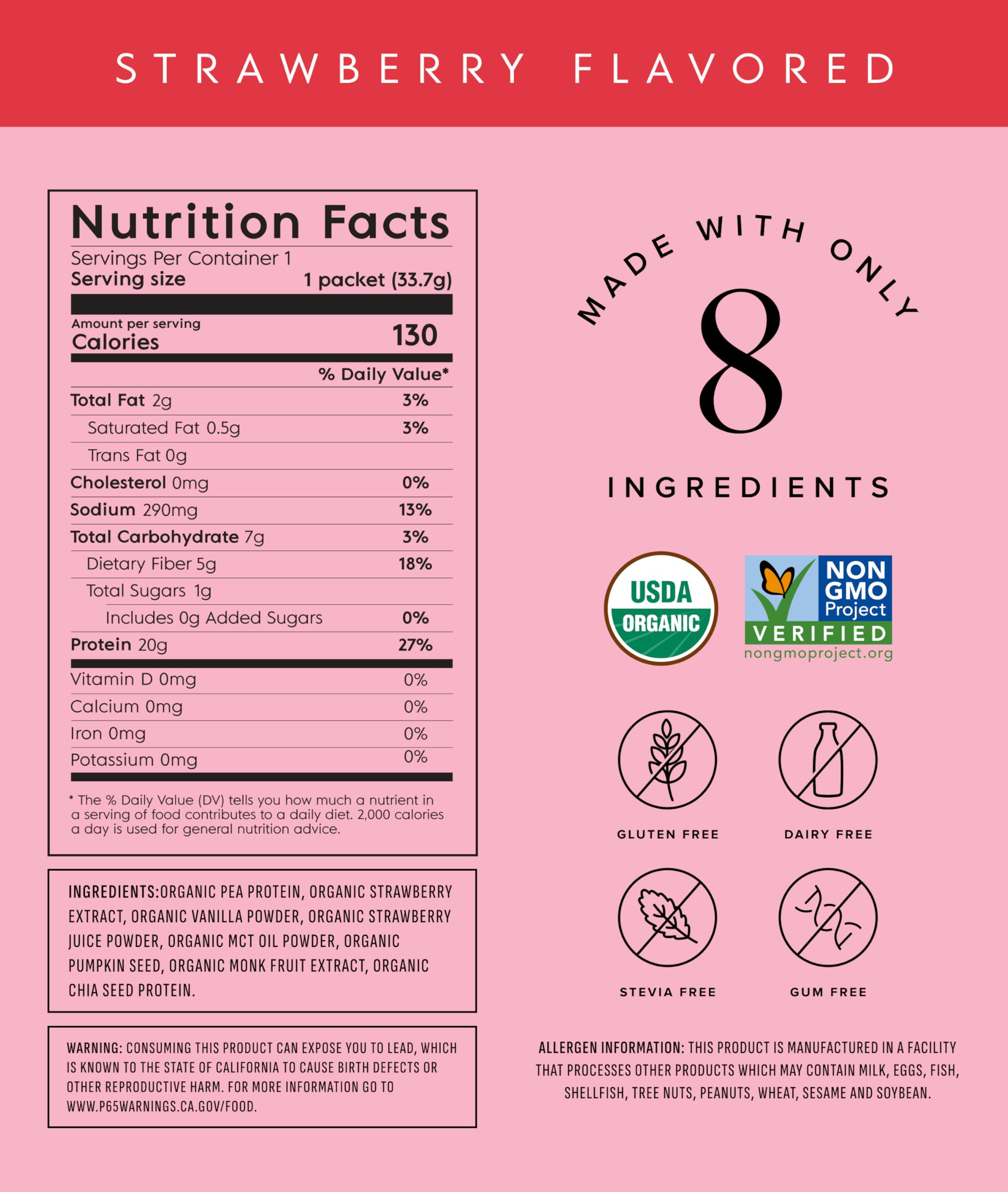 Truvani travel-pack strawberry protein serving for on-the-go fueling.